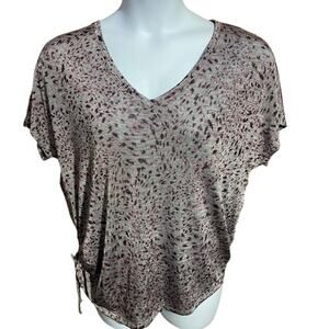 Simply Vera Vera Wang dolman sleeve cinched side gray and purple blouse Large